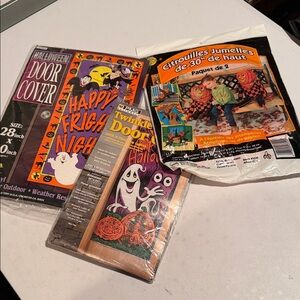 Vintage Halloween Door Covers and Decoration Bags Lot